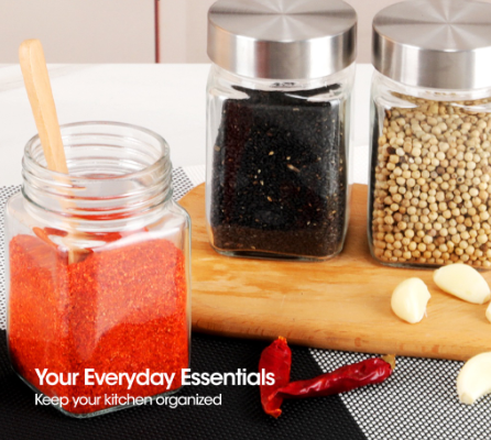 SLIQUE Glass Jar w/ Stainless Steel Lid [Set of 3] | Storage Essentials