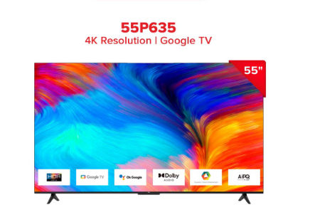 TCL 55" 4K Smart Android TV - 55P635 (HDR, Netflix, YouTube, Google Assistant, Dolby Vision & Audio)