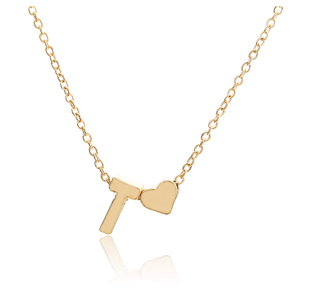 Fashion 26 Letter Pendant Necklace Peach Heart Letter Necklace Clavicle Chain Choker for Men Women Jewelry Gifts T