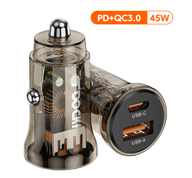 Toocki 45W Usb C Car Charger For Xiaomi Samsung S22+/Ultra Qc 3.0 4.0 Type Pd Fast Charging Phone Mini Transparent Auto Chargers