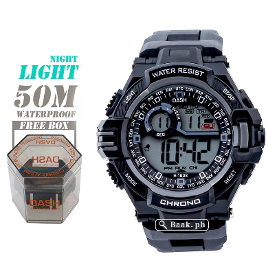 Original DASH Water Proof Men's Digital Light Watch Free Gift Box#1638
