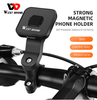 WEST BIKING Strong Magnetic Bicycle Phone Holder 360 Adjustable Smartphone Mobile Stand Electric Motorcycle Scooter Cell Gps Support