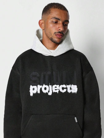SUMWON Overhead Hoodie With Colour Blocked Hoodie And Front Graphic Print