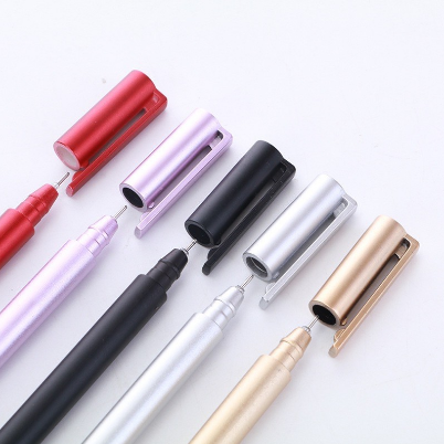 Fashion Metal Hand Feeling Ballpoint Pen 0.5mm Black Refill Stationery School Office Supply