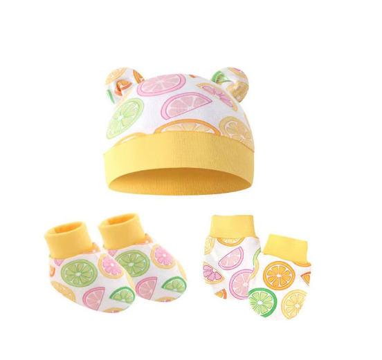Baby hat Baby Mittens Booties Set newborn cap infant hats fashion Soft Cotton newborns Beanie 04