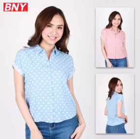 BNY Ladies Floral Rayon Rolled Short-Sleeve Top 976