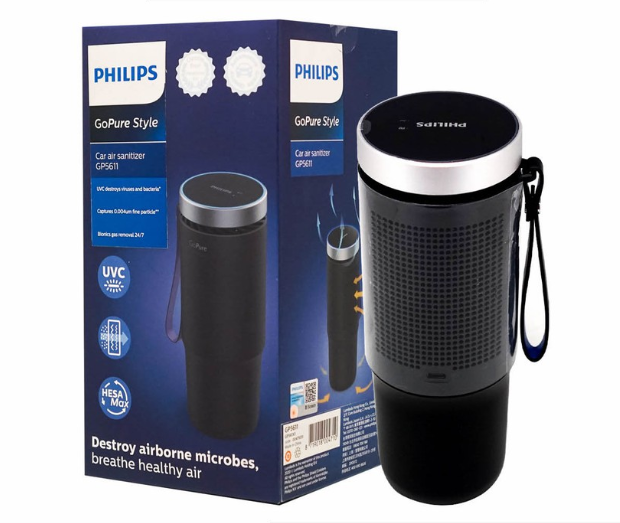 Philips GoPure Style Car Air Sanitizer GP5611 (Black) for Car Air Sanitizer Destroy Airborne Microbes