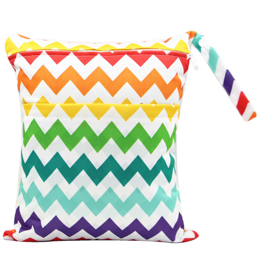 Diaper Wet Dry Bags Duble Zipper Printed Portable Waterproof Dag Storage Bag Swimwear Bag  30x36cm