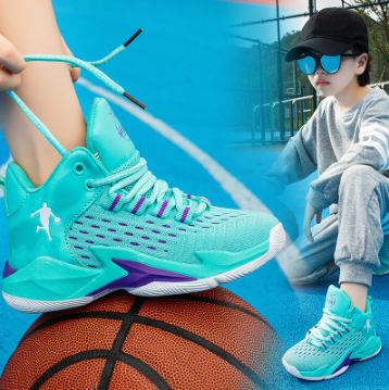 basketball shoes for kids big size braided hight-top rubber shoes for kids Korean sneakers