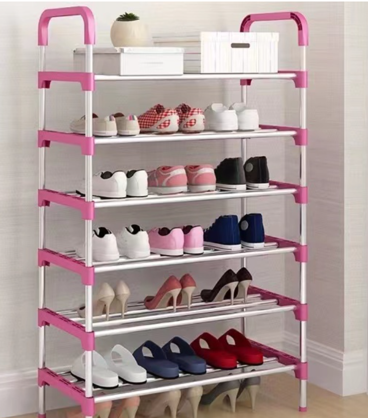 6 Layer shoe rack Tier Colored stainless steel Stackable Shoes Organizer Storage Stand