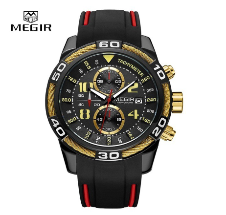 Luxury MEGIR Brand Quartz Silicone Chronograph Analog Automatic date waterproof Men's Watches M2