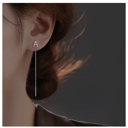 26 Initial 925 Silver Ear Cord Earrings Fashion Women Personalized English Letter Silver Ear Stud Ear Cord A