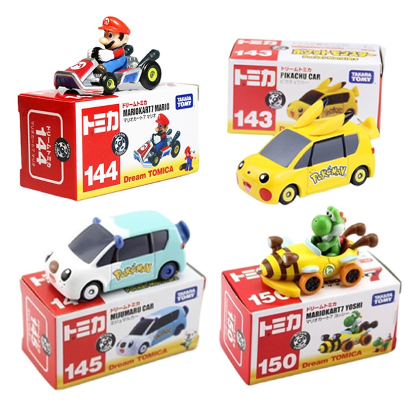 TOMY Anime Pokemon Car Figures Toy Pikachu 145 Super Mario 144 Alloy Car Mini Model Figures Boy Toy Car Children's Gift