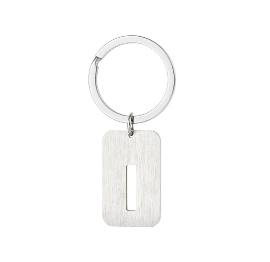 1Pcs Simple Stainless Steel 26 Letter Keychains Fashion Sliver Color Initials Keyrings Handbag Charms Ornaments Souvenir Gifts I