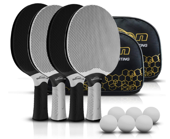 Senston Table Tennis Rackets Set,Professional Ping Pong Paddle Set for 4 Players, Composite Rubber Table Tennis Paddles, Indoor or Outdoor Games.