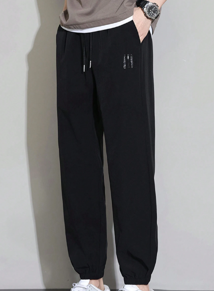 Summer Men's Ice Silk Drawstring Waist Baggy Athletic Sweatpants Casual Trousers