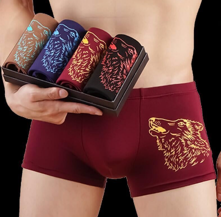 Pack 4Pcs Men Boxers Milk Silk Comfortable Boxer Brief Set Youth Underwear For Men