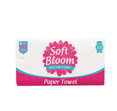 Soft Bloom Paper Towel 1 Ply 175 Pulls x 2 Packs - Tissue Napkin Toilet Paper
