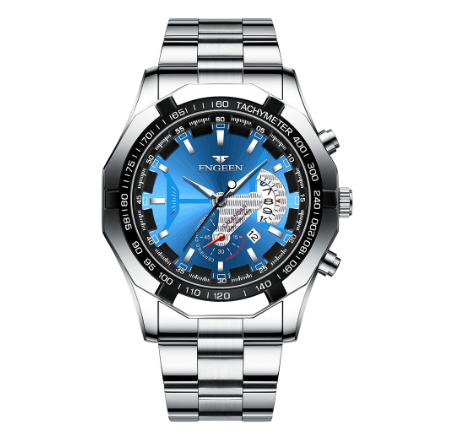 FNGEEN S001 Men's Quartz Watch  SILVER BLUE
