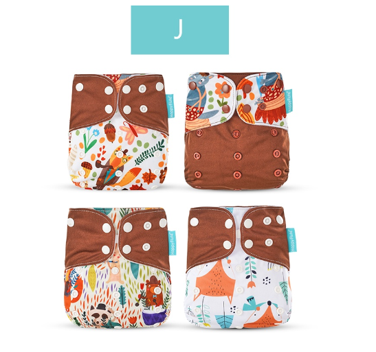 Happyflute 2023 Baby Reborn 4pcs set Washable Eco-friendly Baby Cloth Diaper Ecological Adjustable Nappy Reusable Diaper SET30
