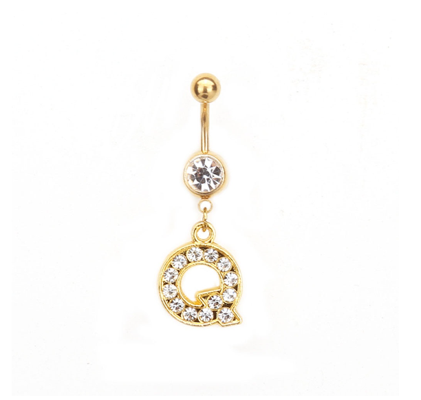 Body Piercing Drop Dangle Belly Button Rings Navel 26 Letter Ring Jewelry Sexy Q