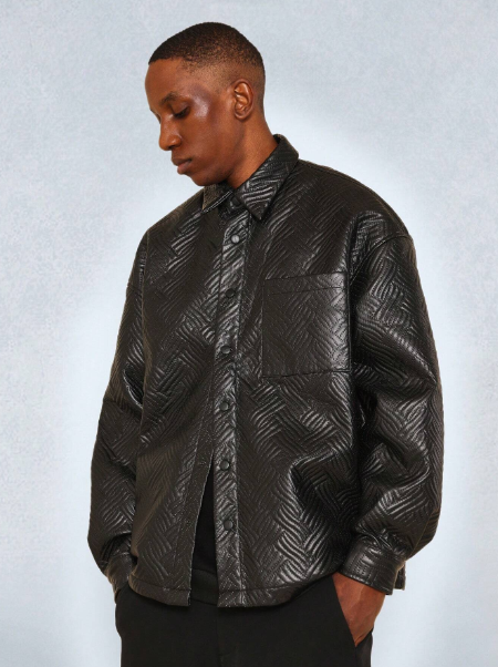 SUMWON Oversized Fit Quilted PU Overshirt