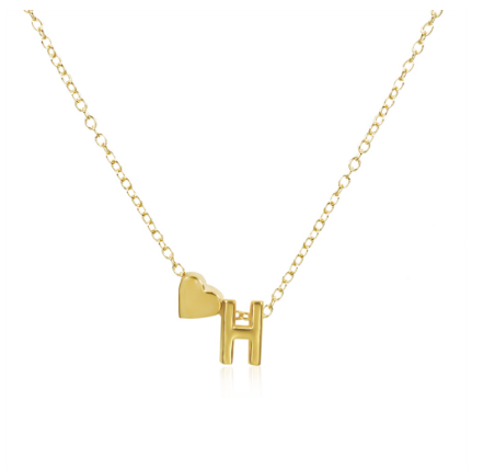 Necklace 26 Letter Pendant Necklace Women Peach Heart Shaped Clavicle Chain Necklace Accessories H