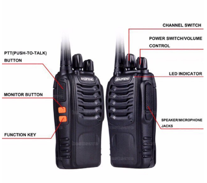 Baofeng BF 888S High Power Walkie Talkie Two Way Radio 2units Free Headset 5W 16CHs Original