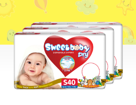 SWEETBABY DRY - ECONO PACK SMALL 40s x 3 PACKS