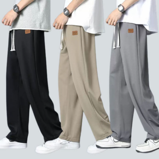 Summer Ice Silk Loose Straight Cut Plus Size Casual Sports Baggy Jogging Slocks Pants For Men