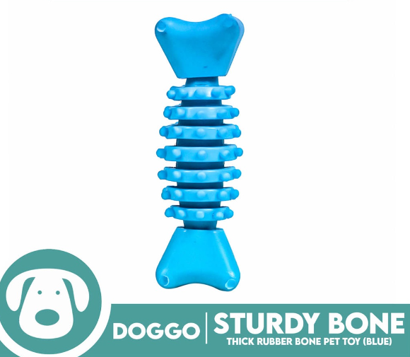 Doggo Sturdy Bone (Blue) Small Size Thick Rubber Material Pet Toy