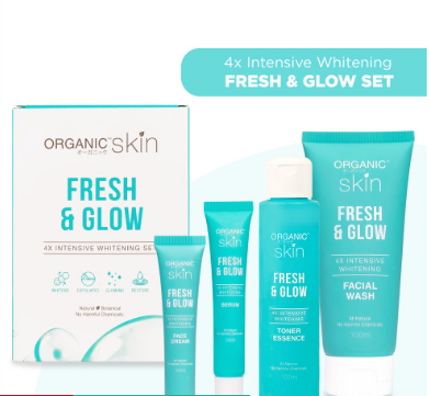 Organic Skin Japan Fresh & Glow 4x Intensive Whitening Set 4 in 1 Skincare Set