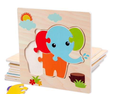 HJ Kids 3D Montessori Wooden Cartoon Jigsaw Puzzle Toy Baby Early Learning toys