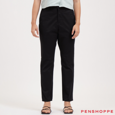 Penshoppe Twill Chic Fit Trousers For Women Black