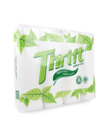 Thrift Bathroom Tissue 2 Ply 150 Pulls x 12 Rolls - Recycled Eco-Friendly Toilet Paper