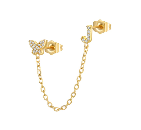 Minimalist Style Fashion Tassel Butterfly Letter Combination Earrings 26 English Letter Earrings Earrings Earrings J