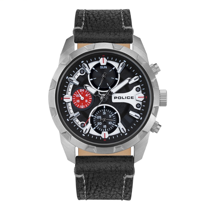 Police Nayara Black Leather Analog Quartz Watch For Men PPEWJF2204701