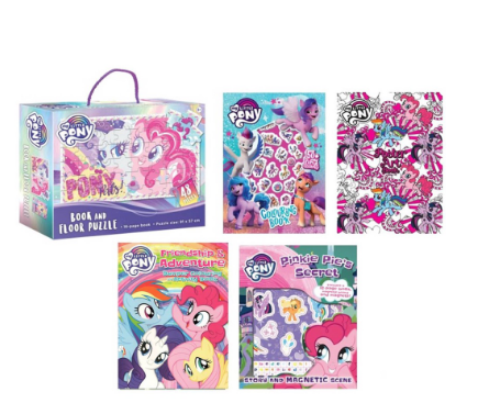 My Little Pony 5 Books & Puzzle Set with Story Magnetic Scene Colouring & Stickers For Kids