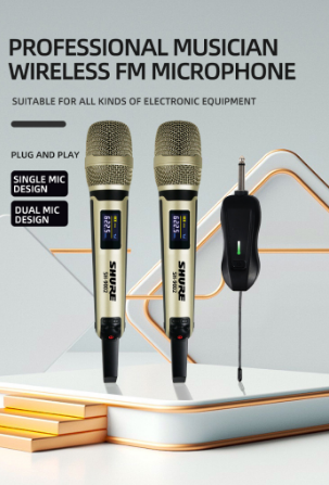 SHURE Wireless Microphone UHF dual Handed Metal Microphone HD Professional Microphone For Karaoke