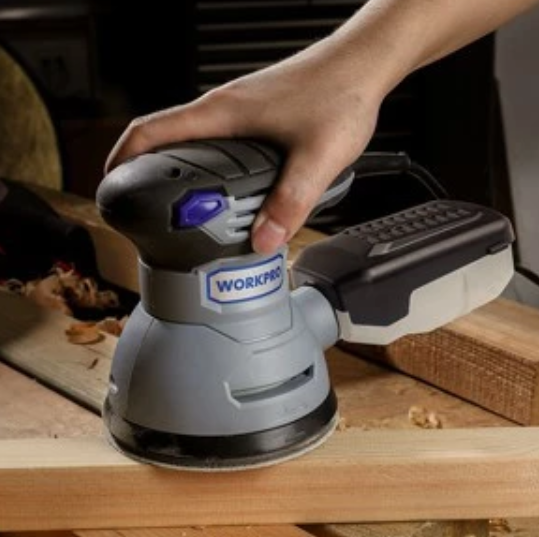 WORKPRO 300W Random Sander With Variable Speed Orbit 10pc Sandpaper Dust Exhaust And Hybrid Canister