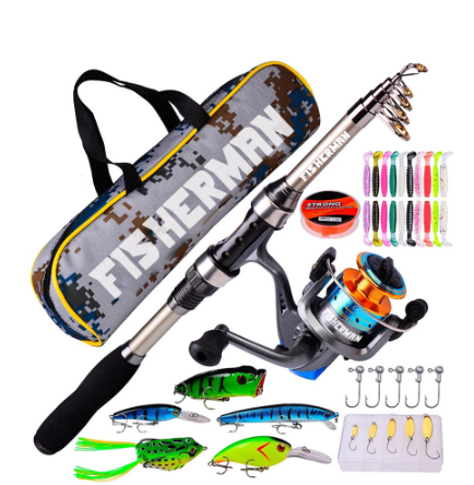 1.8m Fishing Rod and Reel Combo Kit Spinning Fishing Reel and Spinning Rods Fishing Line Lure Bag