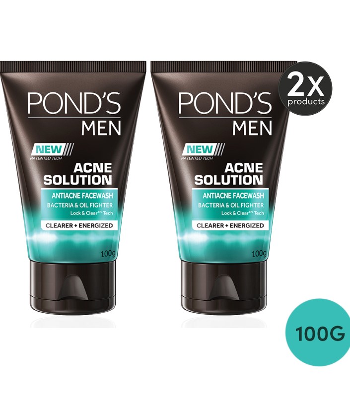 Ponds Men Acne Solution Antibacterial Anti Acne Face Wash For Clearer And Energized Skin 100G BUNDLE OF 2