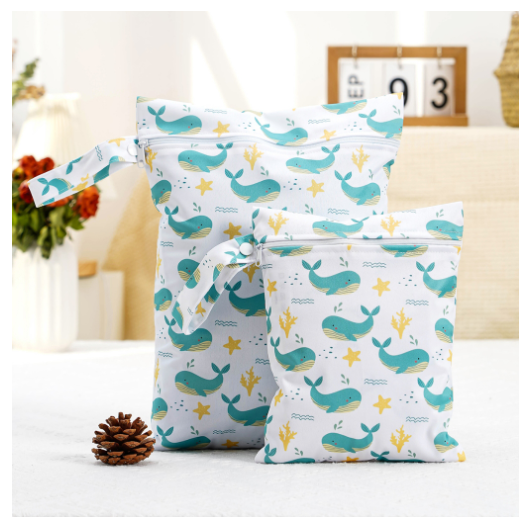 2pcs Reusable Wet Bags with Two Zippered Pockets and Handle 2