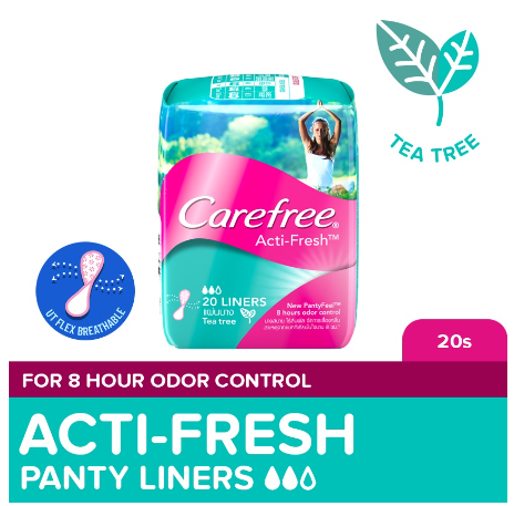 Carefree Acti-Fresh Thin Panty Liners 20s - Feminine Care, Odor Control, Absorb Discharge