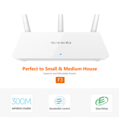 Tenda F3 300Mbps Wireless WiFi Router (English Version) (White)