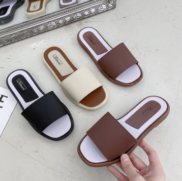 BELLE Korean Fashion Round Toe Flat Sandals Slippers for Women