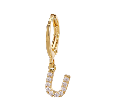 A-Z Letter Earrings Fashion Gold Plated Hoop Drop Earrings Diamond Stud Earrings Women's Jewelry U