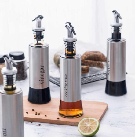 Stainless Steel Leak-proof Glass Can Olive Oil Vinegar Sauce Dispenser Oils Bottle Kitchen Tools