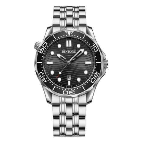Binbond Men Business Steel Band Quartz Watch Rotating Dial Waterproof Unique Watch Men M14