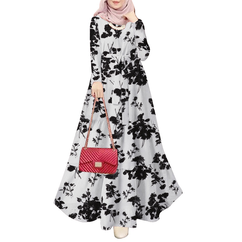 ZANZEA Womens Muslim Abaya Casual Long Sleeve A Line Evening Party Oversized Maxi Dress
